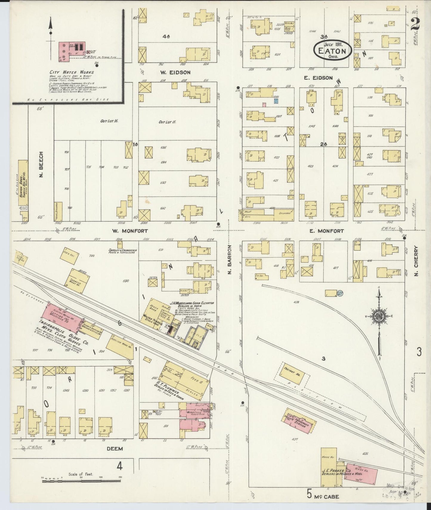 Sanborn Fire Insurance Map from Eaton, Preble County, Ohio (1911), Sheet #0002 - Complete Map Set gallery image, historic Sanborn map, vintage wall art, Ohio Ohio
