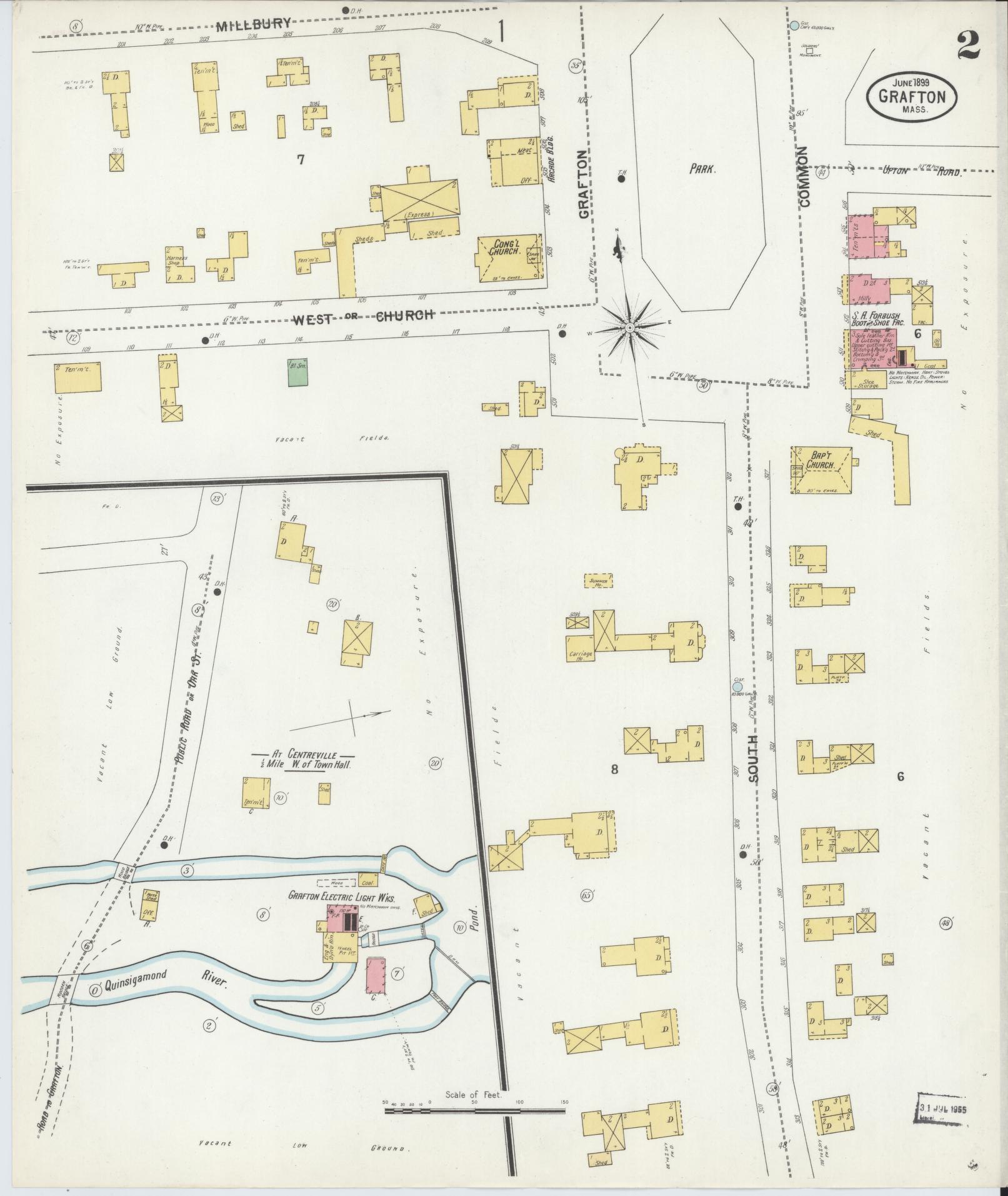 Sanborn Fire Insurance Map from Grafton, Worcester County, Massachusetts (1889), Sheet #0002 - Complete Map Set gallery image, historic Sanborn map, vintage wall art, Massachusetts Massachusetts