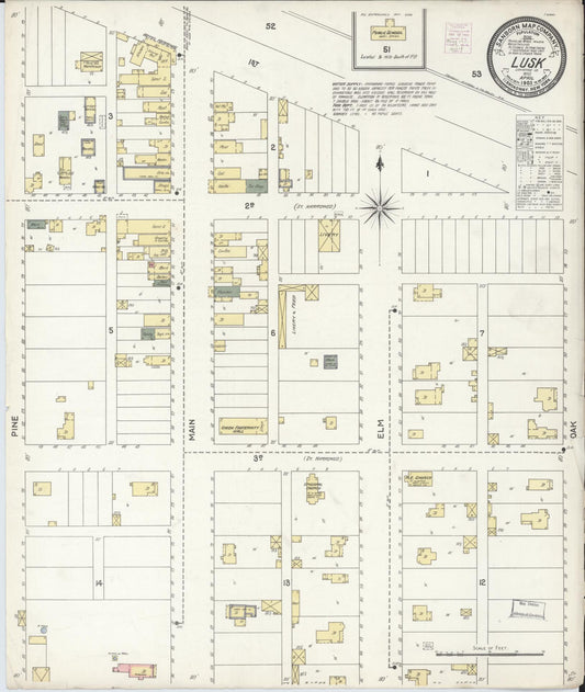Sanborn Fire Insurance Map from Lusk, Niobrara County, Wyoming (1903), Sheet #0001 - Historic Sanborn Fire Insurance Map Print, vintage old map wall art, antique decor, genealogy gift, Wyoming Wyoming map
