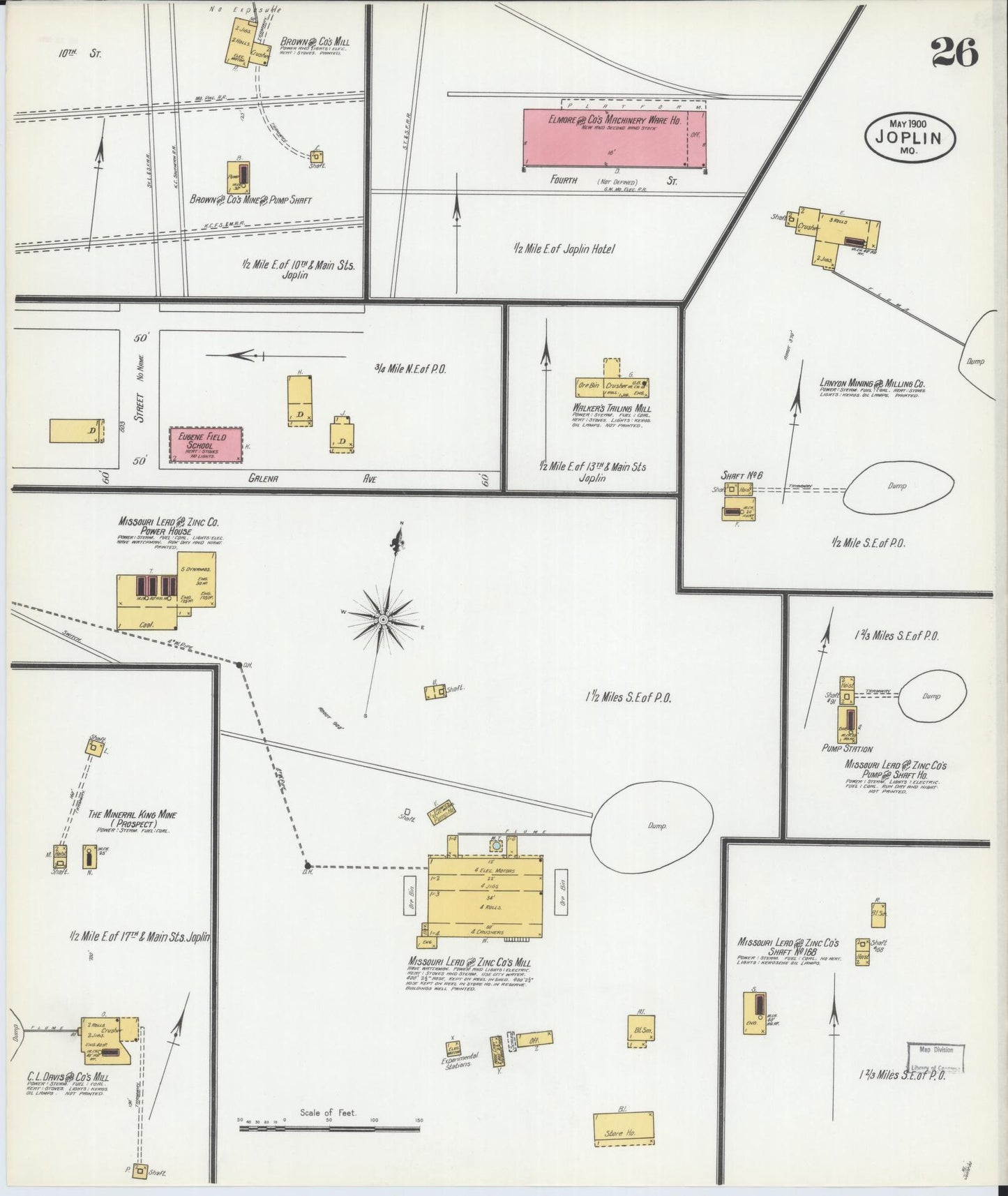 Sanborn Fire Insurance Map from Joplin, Jasper County, Missouri (1900), Sheet #0026 - Complete Map Set gallery image, historic Sanborn map, vintage wall art, Missouri Missouri