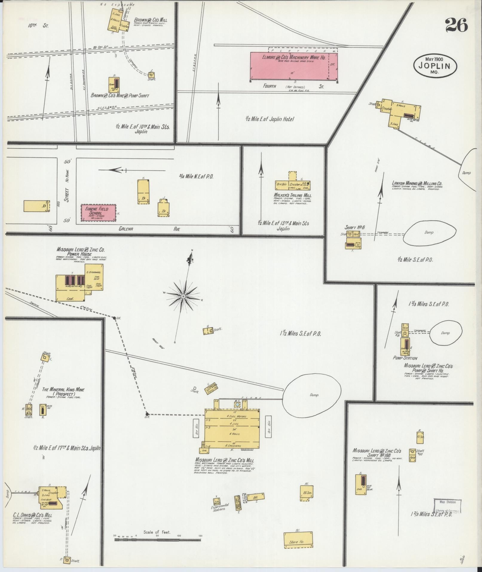 Sanborn Fire Insurance Map from Joplin, Jasper County, Missouri (1900), Sheet #0026 - Complete Map Set gallery image, historic Sanborn map, vintage wall art, Missouri Missouri