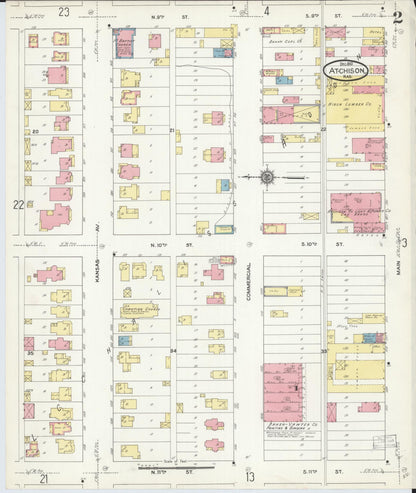 Sanborn Fire Insurance Map from Atchison, Atchison County, Kansas (1910), Sheet #0002 - Complete Map Set gallery image, historic Sanborn map, vintage wall art, Kansas Kansas