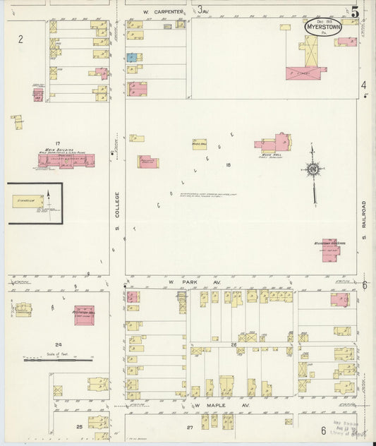 Sanborn Fire Insurance Map from Myerstown, Lebanon County, Pennsylvania (1913), Sheet #0005 - Historic Sanborn Fire Insurance Map Print, vintage old map wall art, antique decor, genealogy gift, Pennsylvania Pennsylvania map