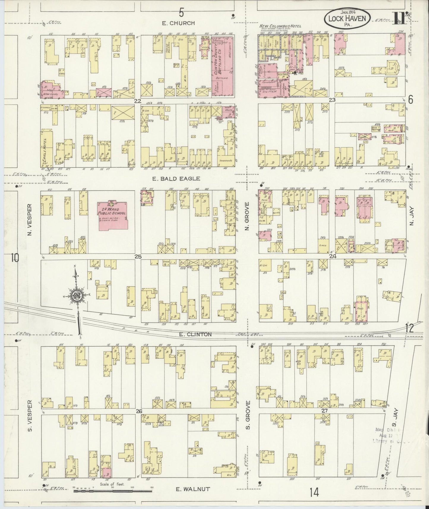 Sanborn Fire Insurance Map from Lock Haven, Clinton County, Pennsylvania (1914), Sheet #0011 - Complete Map Set gallery image, historic Sanborn map, vintage wall art, Pennsylvania Pennsylvania