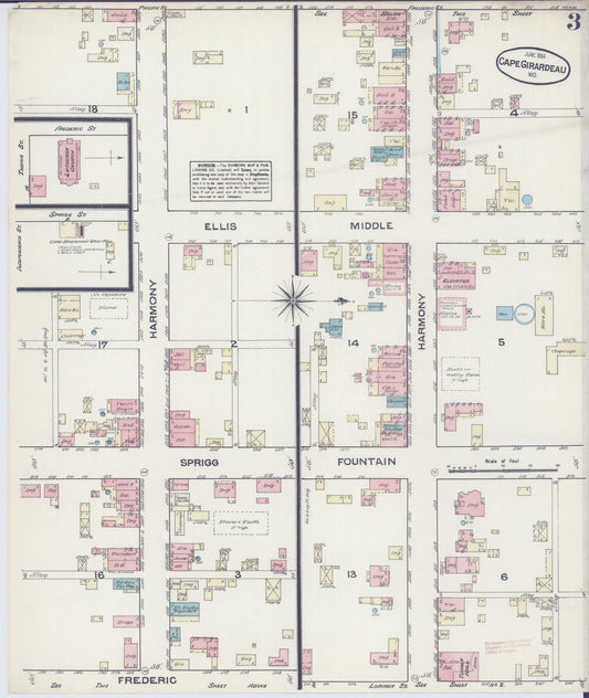Sanborn Fire Insurance Map from Cape Girardeau, Cape Girardeau County, Missouri (1884), Sheet #0003 - Historic Sanborn Fire Insurance Map Print, vintage old map wall art, antique decor, genealogy gift, Missouri Missouri map