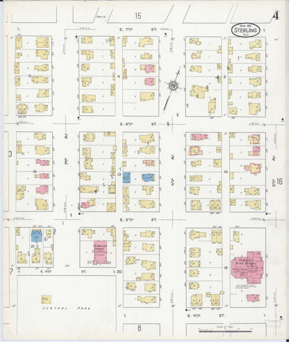 Sanborn Fire Insurance Map from Sterling, Whiteside County, Illinois (1916), Sheet #0004 - Complete Map Set gallery image, historic Sanborn map, vintage wall art, Illinois Illinois