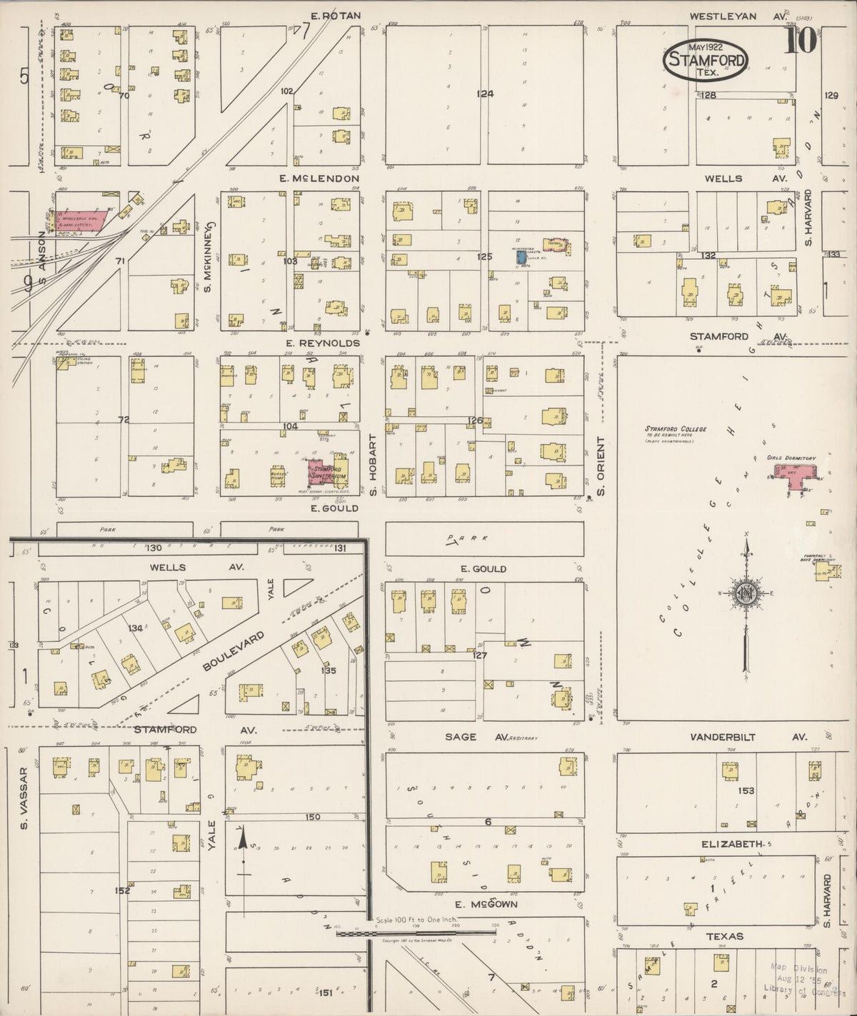 Sanborn Fire Insurance Map from Stamford, Jones County, Texas (1922), Sheet #0010 - Complete Map Set gallery image, historic Sanborn map, vintage wall art, Texas Texas