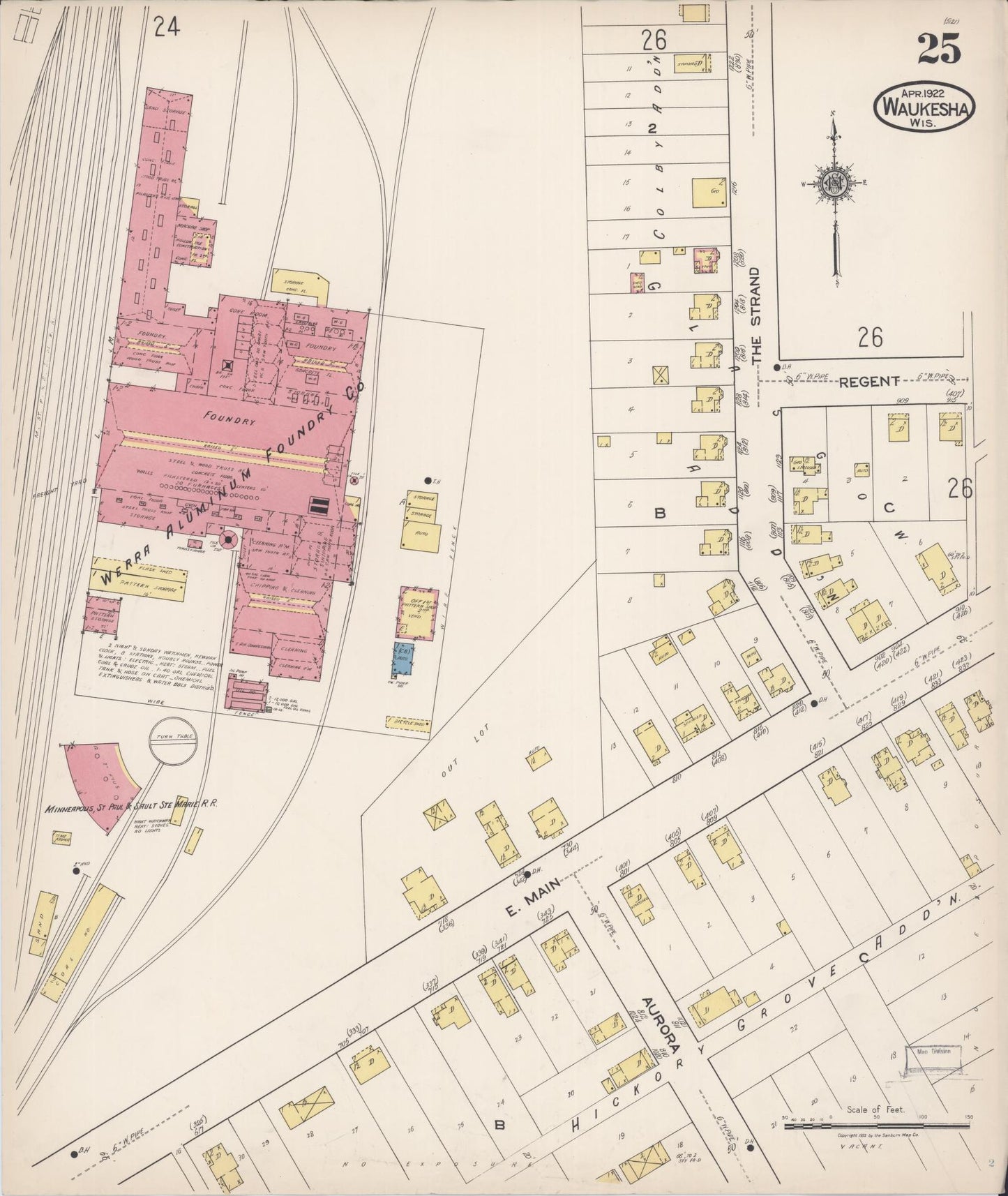 Sanborn Fire Insurance Map from Waukesha, Waukesha County, Wisconsin (1922), Sheet #0025 - Complete Map Set gallery image, historic Sanborn map, vintage wall art, Wisconsin Wisconsin