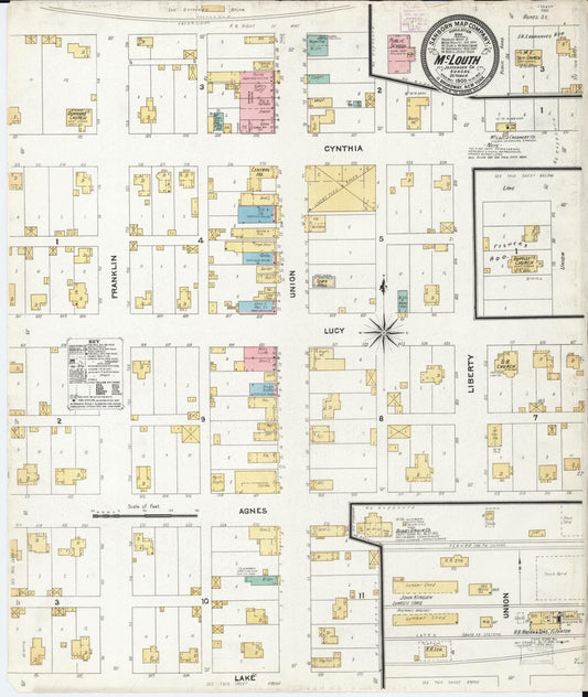 Sanborn Fire Insurance Map from Mclouth, Jefferson County, Kansas (1905), Sheet #0001 - Historic Sanborn Fire Insurance Map Print, vintage old map wall art, antique decor, genealogy gift, Kansas Kansas map