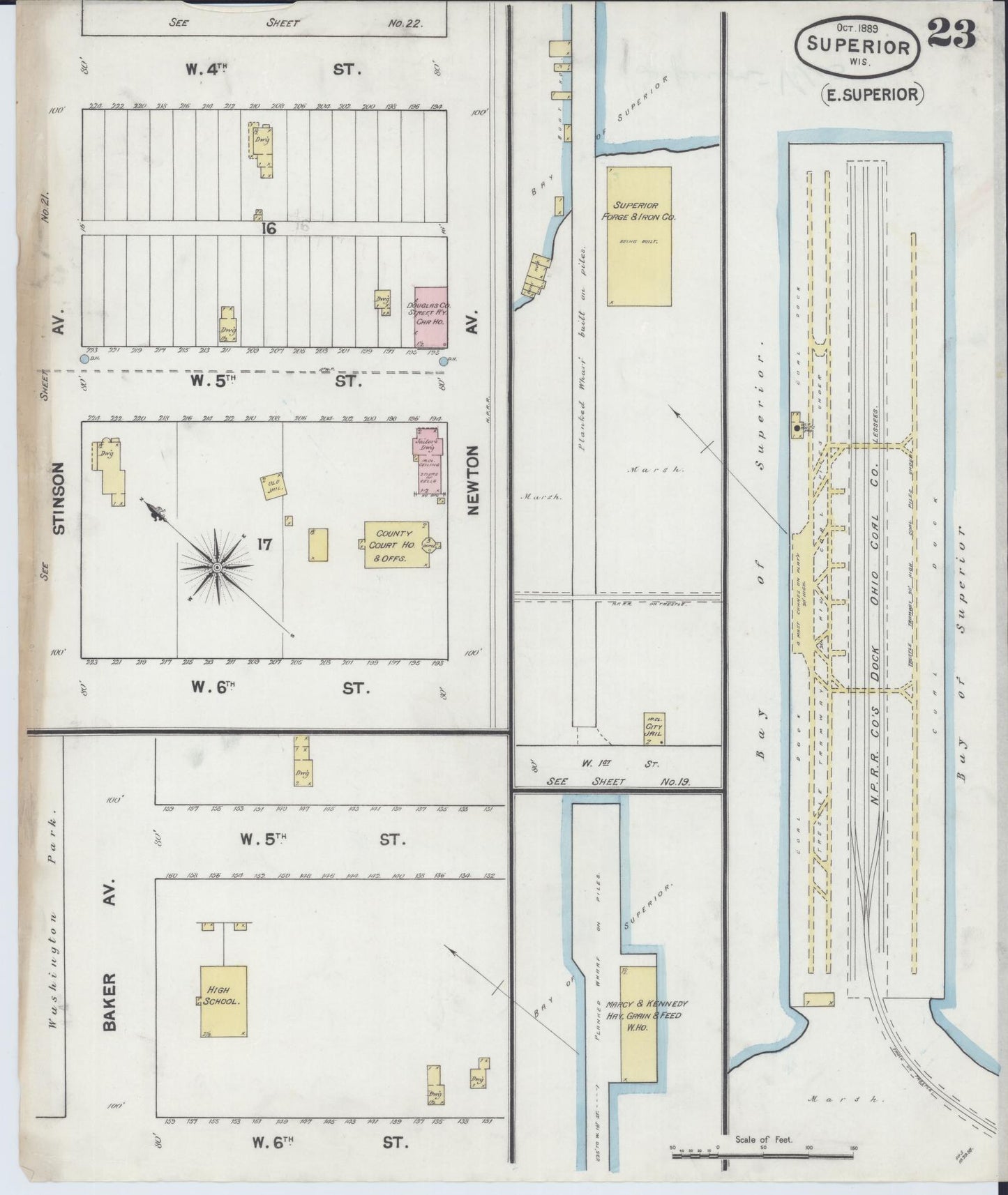 Sanborn Fire Insurance Map from Superior, Douglas County, Wisconsin (1889), Sheet #0023 - Complete Map Set gallery image, historic Sanborn map, vintage wall art, Wisconsin Wisconsin