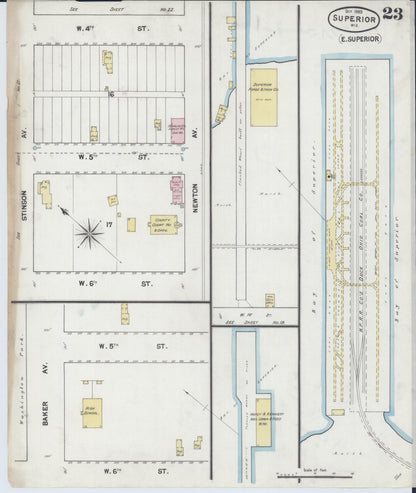 Sanborn Fire Insurance Map from Superior, Douglas County, Wisconsin (1889), Sheet #0023 - Complete Map Set gallery image, historic Sanborn map, vintage wall art, Wisconsin Wisconsin