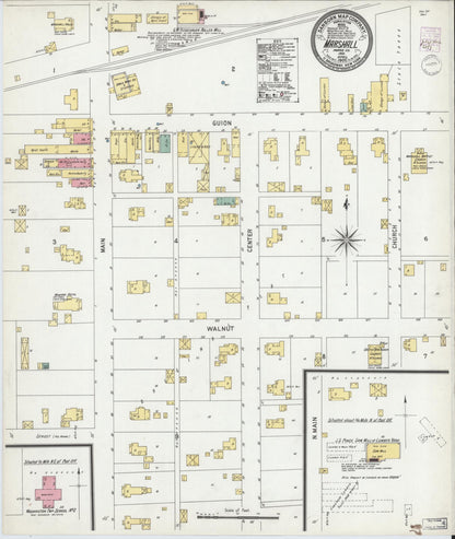 Sanborn Fire Insurance Map from Marshall, Parke County, Indiana (1902), Sheet #0001 - Historic Sanborn Fire Insurance Map Print, vintage old map wall art, antique decor, genealogy gift, Indiana Indiana map
