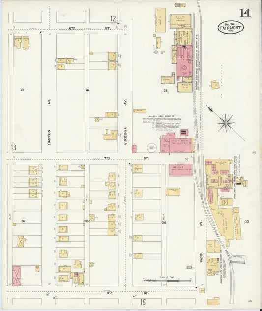 Sanborn Fire Insurance Map from Fairmont, Marion County, West Virginia (1906), Sheet #0014 - Historic Sanborn Fire Insurance Map Print, vintage old map wall art, antique decor, genealogy gift, West Virginia West Virginia map