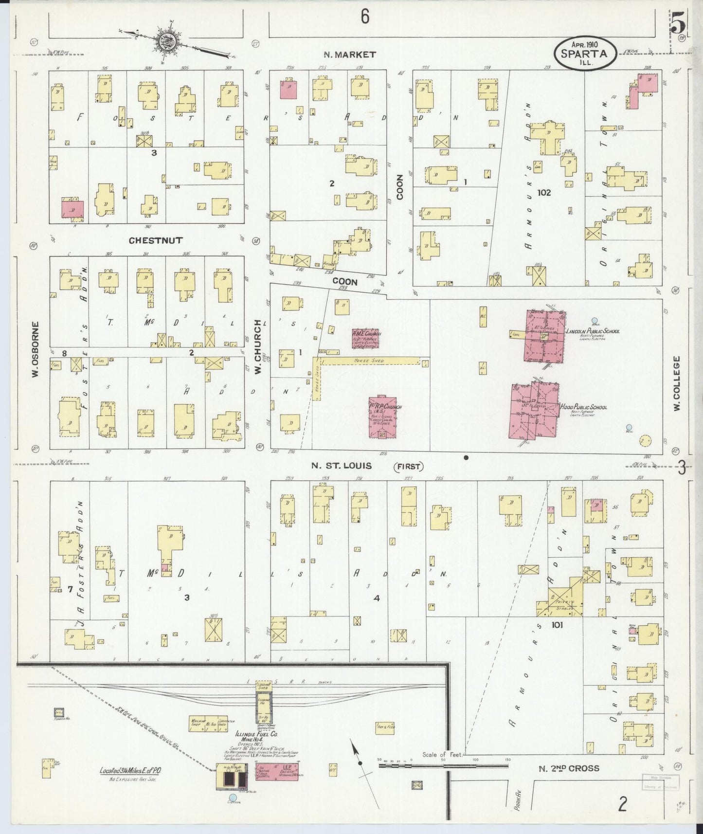 Sanborn Fire Insurance Map from Sparta, Randolph County, Illinois (1910), Sheet #0005 - Complete Map Set gallery image, historic Sanborn map, vintage wall art, Illinois Illinois