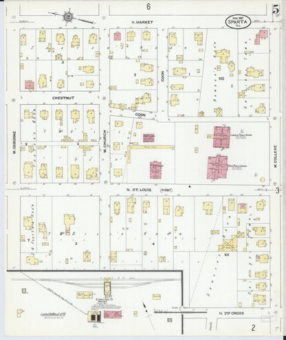 Sanborn Fire Insurance Map from Sparta, Randolph County, Illinois (1910), Sheet #0005 - Complete Map Set gallery image, historic Sanborn map, vintage wall art, Illinois Illinois