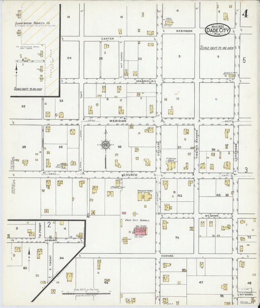 Sanborn Fire Insurance Map from Dade City, Pasco County, Florida (1920), Sheet #0004 - Historic Sanborn Fire Insurance Map Print, vintage old map wall art, antique decor, genealogy gift, Florida Florida map
