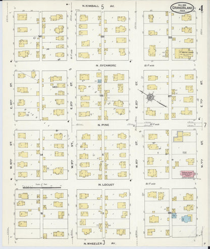 Sanborn Fire Insurance Map from Grand Island, Hall County, Nebraska (1909), Sheet #0004 - Complete Map Set gallery image, historic Sanborn map, vintage wall art, Nebraska Nebraska