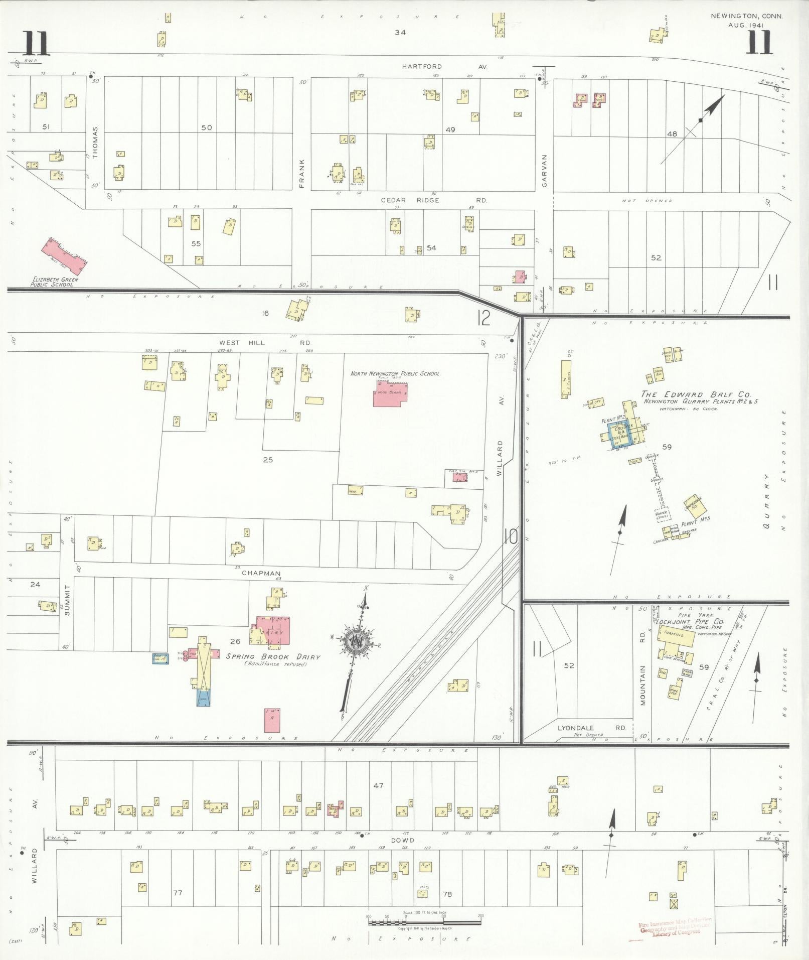 Sanborn Fire Insurance Map from Newington, Hartford County, Connecticut (1941), Sheet #0011 - Complete Map Set gallery image, historic Sanborn map, vintage wall art, Connecticut Connecticut