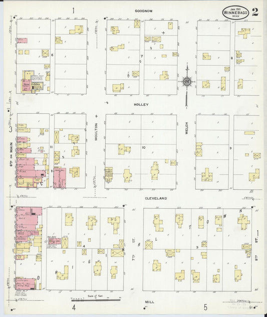 Sanborn Fire Insurance Map from Winnebago, Faribault County, Minnesota (1911), Sheet #0002 - Historic Sanborn Fire Insurance Map Print, vintage old map wall art, antique decor, genealogy gift, Minnesota Minnesota map