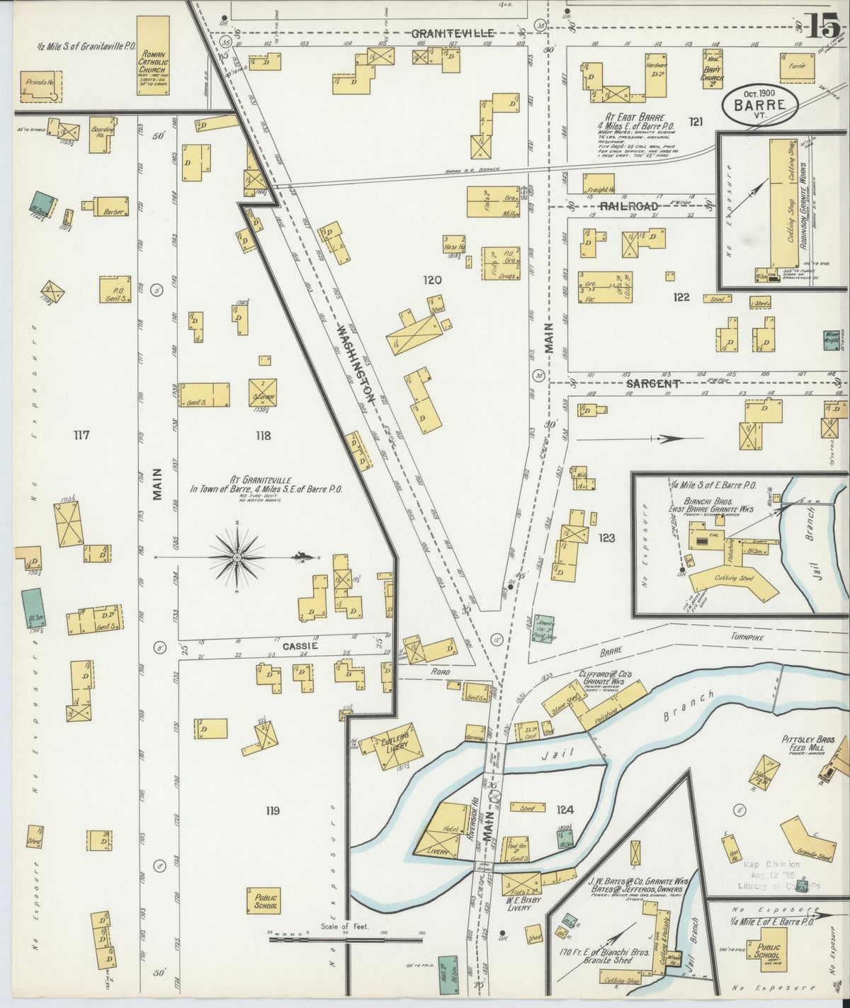 Sanborn Fire Insurance Map from Barre, Washington County, Vermont (1900), Sheet #0015 - Complete Map Set gallery image, historic Sanborn map, vintage wall art, Vermont Vermont