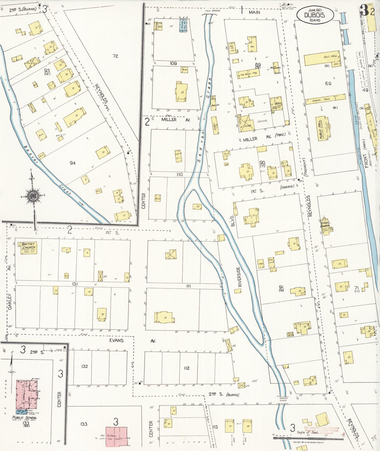 Sanborn Fire Insurance Map from Dubois, Clark County, Idaho (1921), Sheet #0003 - Complete Map Set gallery image, historic Sanborn map, vintage wall art, Idaho Idaho
