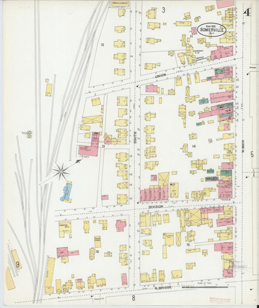 Sanborn Fire Insurance Map from Somerville, Somerset County, New Jersey (1902), Sheet #0004 - Historic Sanborn Fire Insurance Map Print, vintage old map wall art, antique decor, genealogy gift, New Jersey New Jersey map