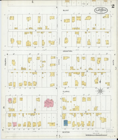 Sanborn Fire Insurance Map from Clay Center, Clay County, Kansas (1905), Sheet #0002 - Complete Map Set gallery image, historic Sanborn map, vintage wall art, Kansas Kansas