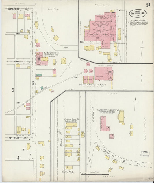Sanborn Fire Insurance Map from Kittanning, Armstrong County, Pennsylvania (1897), Sheet #0009 - Historic Sanborn Fire Insurance Map Print, vintage old map wall art, antique decor, genealogy gift, Pennsylvania Pennsylvania map