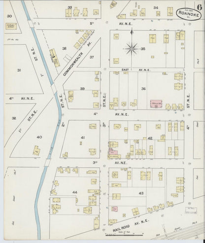 Sanborn Fire Insurance Map from Roanoke, Independent Cities, Virginia (1889), Sheet #0006 - Complete Map Set gallery image, historic Sanborn map, vintage wall art, Virginia Virginia
