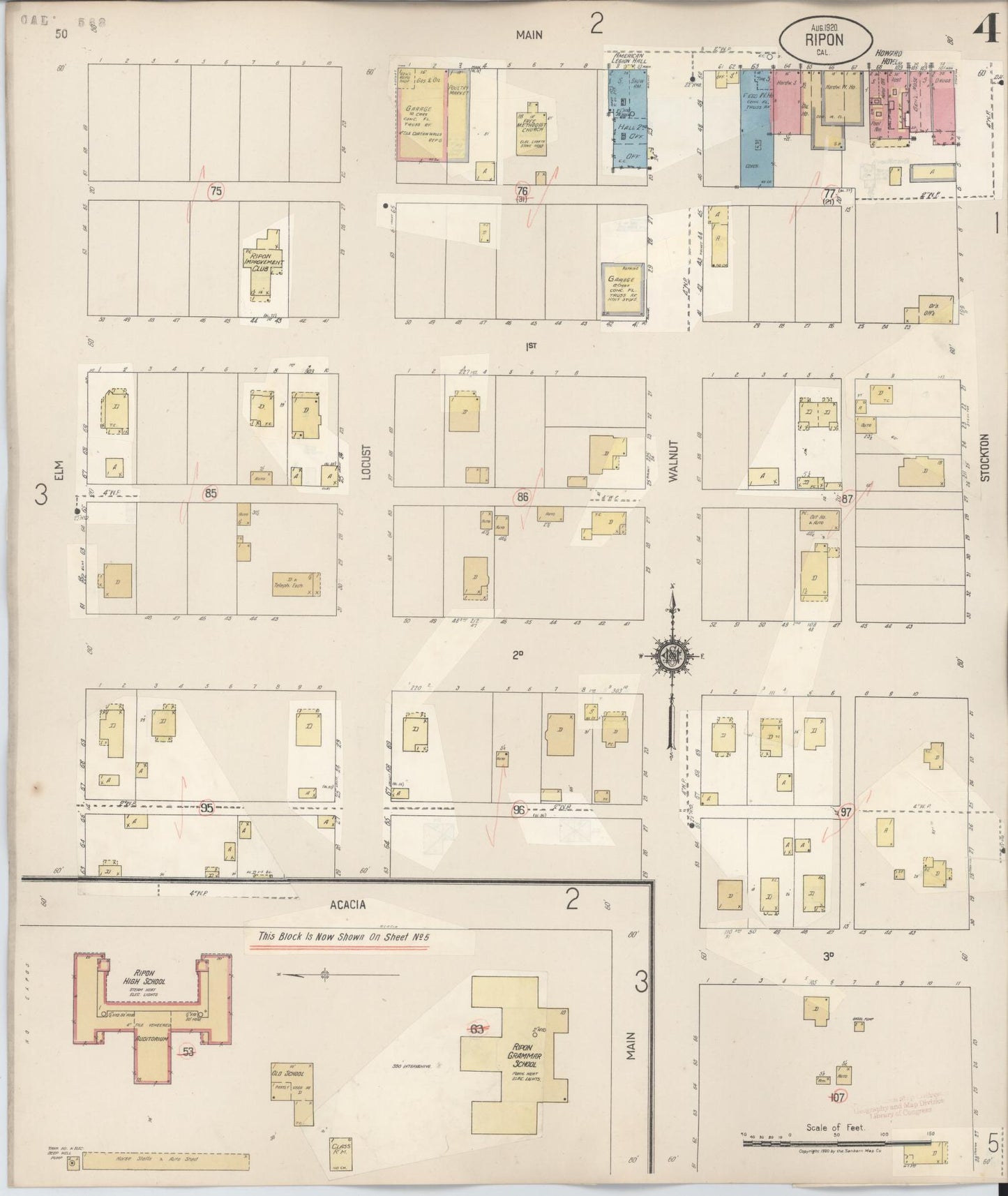 Sanborn Fire Insurance Map from Ripon, San Joaquin County, California (1933), Sheet #0004 - Complete Map Set gallery image, historic Sanborn map, vintage wall art, California California
