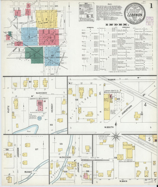Sanborn Fire Insurance Map from Lebanon, Boone County, Indiana (1902), Sheet #0001 - Historic Sanborn Fire Insurance Map Print, vintage old map wall art, antique decor, genealogy gift, Indiana Indiana map