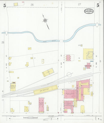 Sanborn Fire Insurance Map from Gadsden, Etowah County, Alabama (1930), Sheet #0005 - Complete Map Set gallery image, historic Sanborn map, vintage wall art, Alabama Alabama