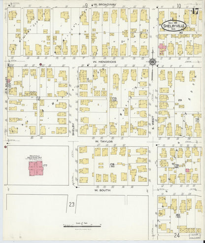 Sanborn Fire Insurance Map from Shelbyville, Shelby County, Indiana (1916), Sheet #0017 - Complete Map Set gallery image, historic Sanborn map, vintage wall art, Indiana Indiana