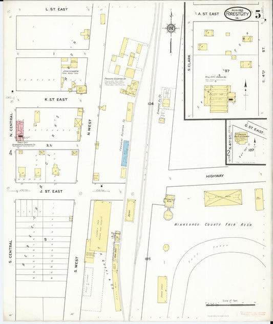 Sanborn Fire Insurance Map from Forest City, Winnebago County, Iowa (1916), Sheet #0005 - Historic Sanborn Fire Insurance Map Print, vintage old map wall art