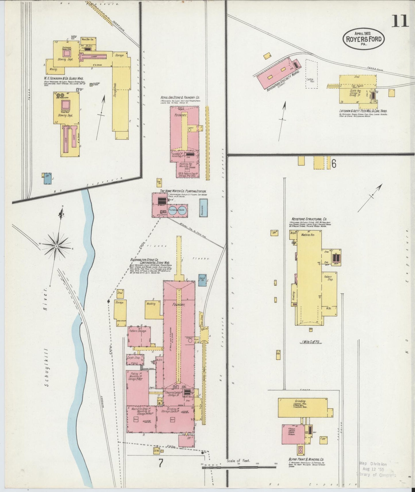 Sanborn Fire Insurance Map from Royersford, Montgomery County, Pennsylvania (1902), Sheet #0011 - Complete Map Set gallery image, historic Sanborn map, vintage wall art, Pennsylvania Pennsylvania