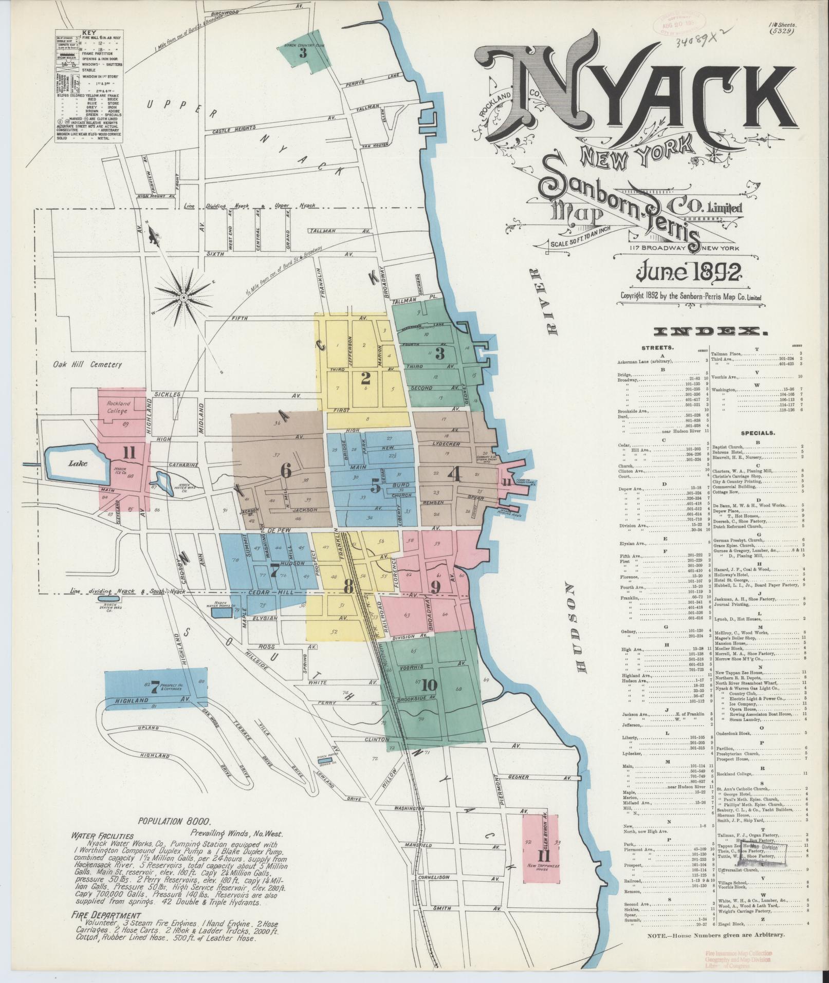Sanborn Fire Insurance Map from Nyack, Rockland County, New York. (1892), Sheet #0000
