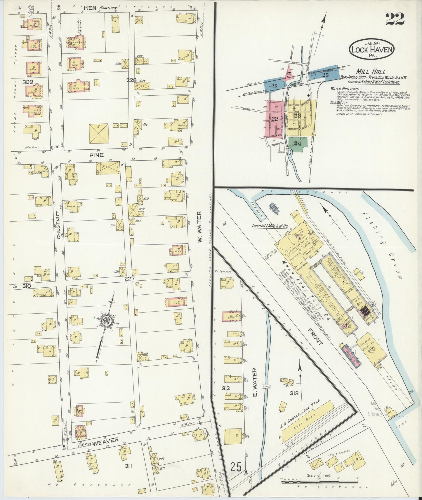 Sanborn Fire Insurance Map from Lock Haven, Clinton County, Pennsylvania (1914), Sheet #0022 - Complete Map Set gallery image, historic Sanborn map, vintage wall art, Pennsylvania Pennsylvania