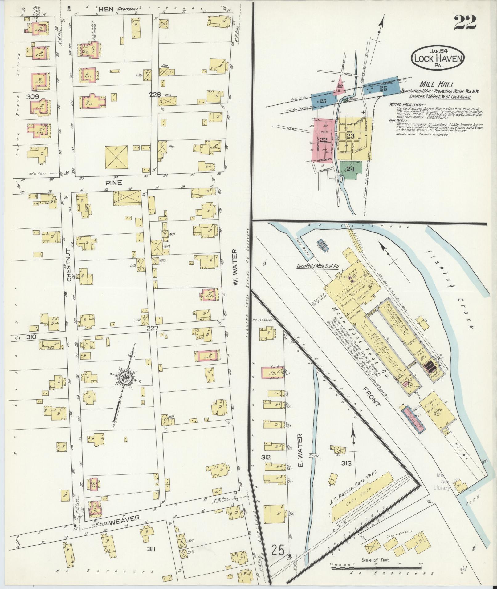 Sanborn Fire Insurance Map from Lock Haven, Clinton County, Pennsylvania (1914), Sheet #0022 - Complete Map Set gallery image, historic Sanborn map, vintage wall art, Pennsylvania Pennsylvania