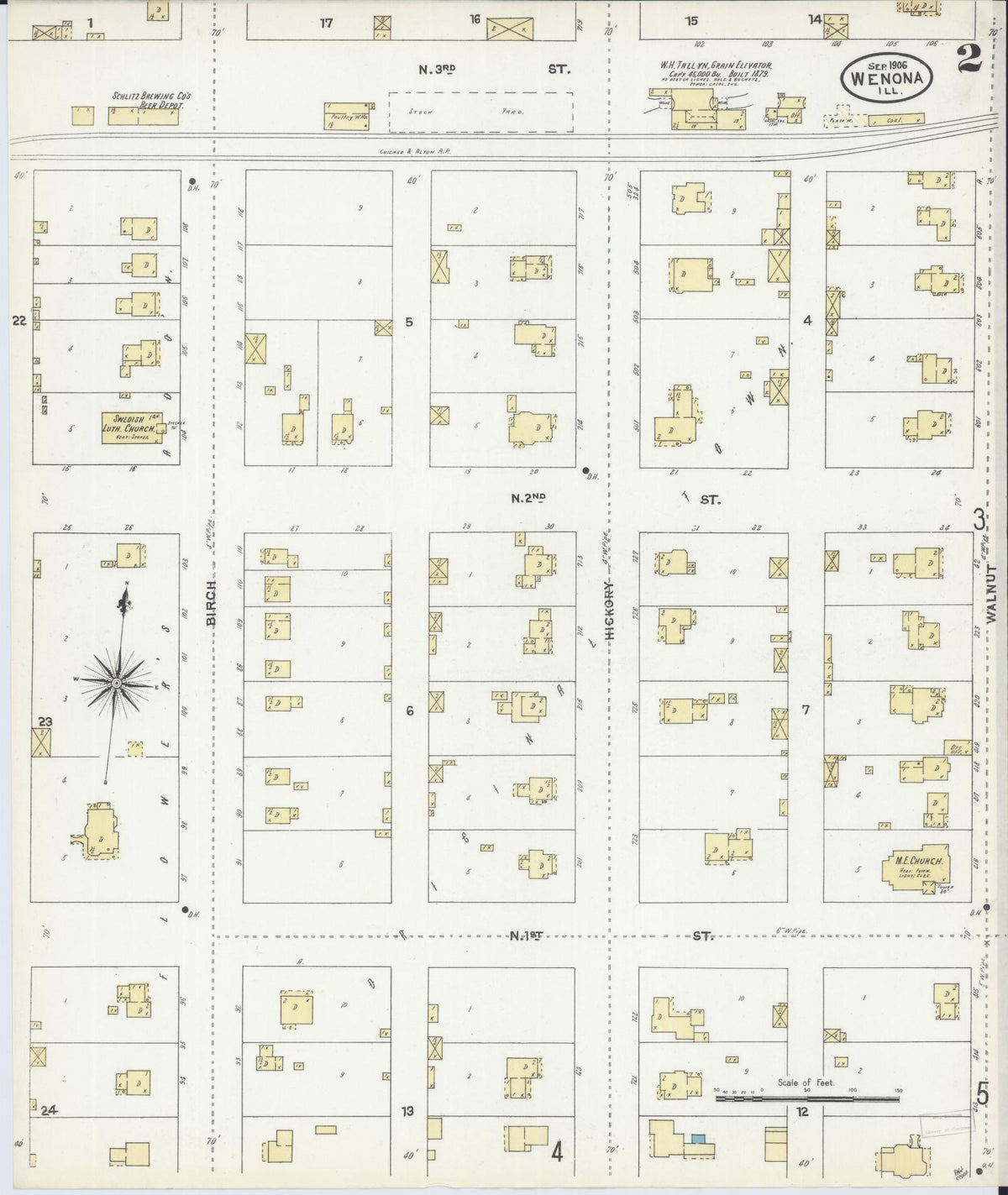 Sanborn Fire Insurance Map from Wenona, Marshall County, Illinois (1906), Sheet #0002 - Historic Sanborn Fire Insurance Map Print, vintage old map wall art, antique decor, genealogy gift, Illinois Illinois map