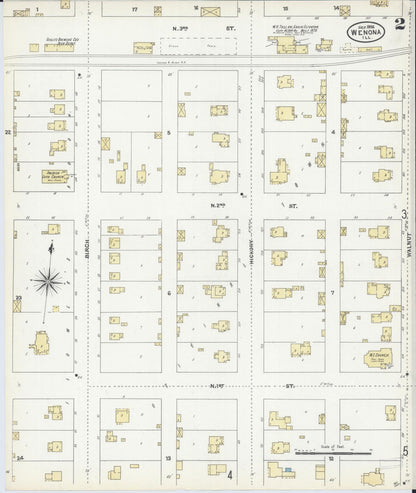 Sanborn Fire Insurance Map from Wenona, Marshall County, Illinois (1906), Sheet #0002 - Historic Sanborn Fire Insurance Map Print, vintage old map wall art, antique decor, genealogy gift, Illinois Illinois map