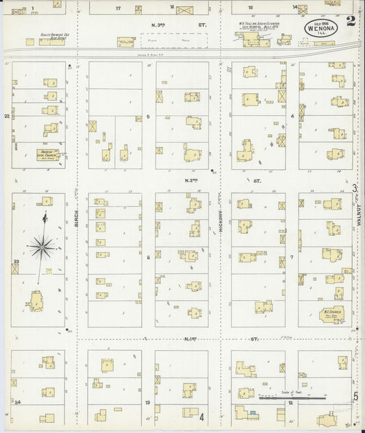 Sanborn Fire Insurance Map from Wenona, Marshall County, Illinois (1906), Sheet #0002 - Historic Sanborn Fire Insurance Map Print, vintage old map wall art, antique decor, genealogy gift, Illinois Illinois map