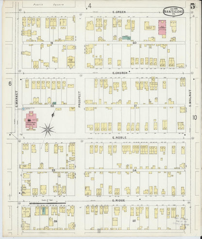 Sanborn Fire Insurance Map from Nanticoke, Luzerne County, Pennsylvania (1896), Sheet #0005 - Complete Map Set gallery image, historic Sanborn map, vintage wall art, Pennsylvania Pennsylvania