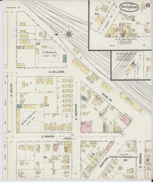 Sanborn Fire Insurance Map from Galesburg, Knox County, Illinois (1888), Sheet #0008 - Historic Sanborn Fire Insurance Map Print, vintage old map wall art, antique decor, genealogy gift, Illinois Illinois map