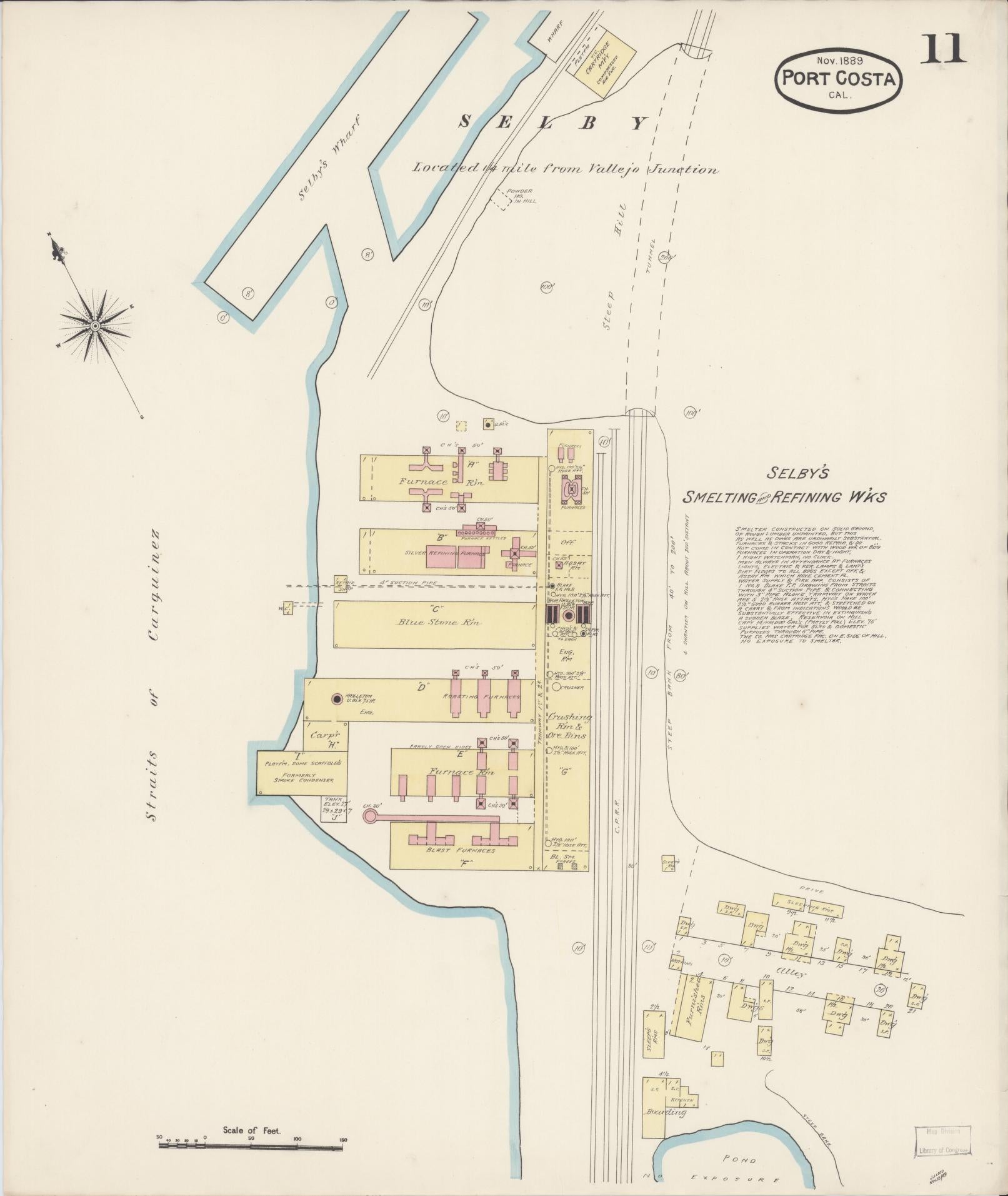 Sanborn Fire Insurance Map from Port Costa, Contra Costa County, California (1889), Sheet #0011 - Complete Map Set gallery image, historic Sanborn map, vintage wall art, California California