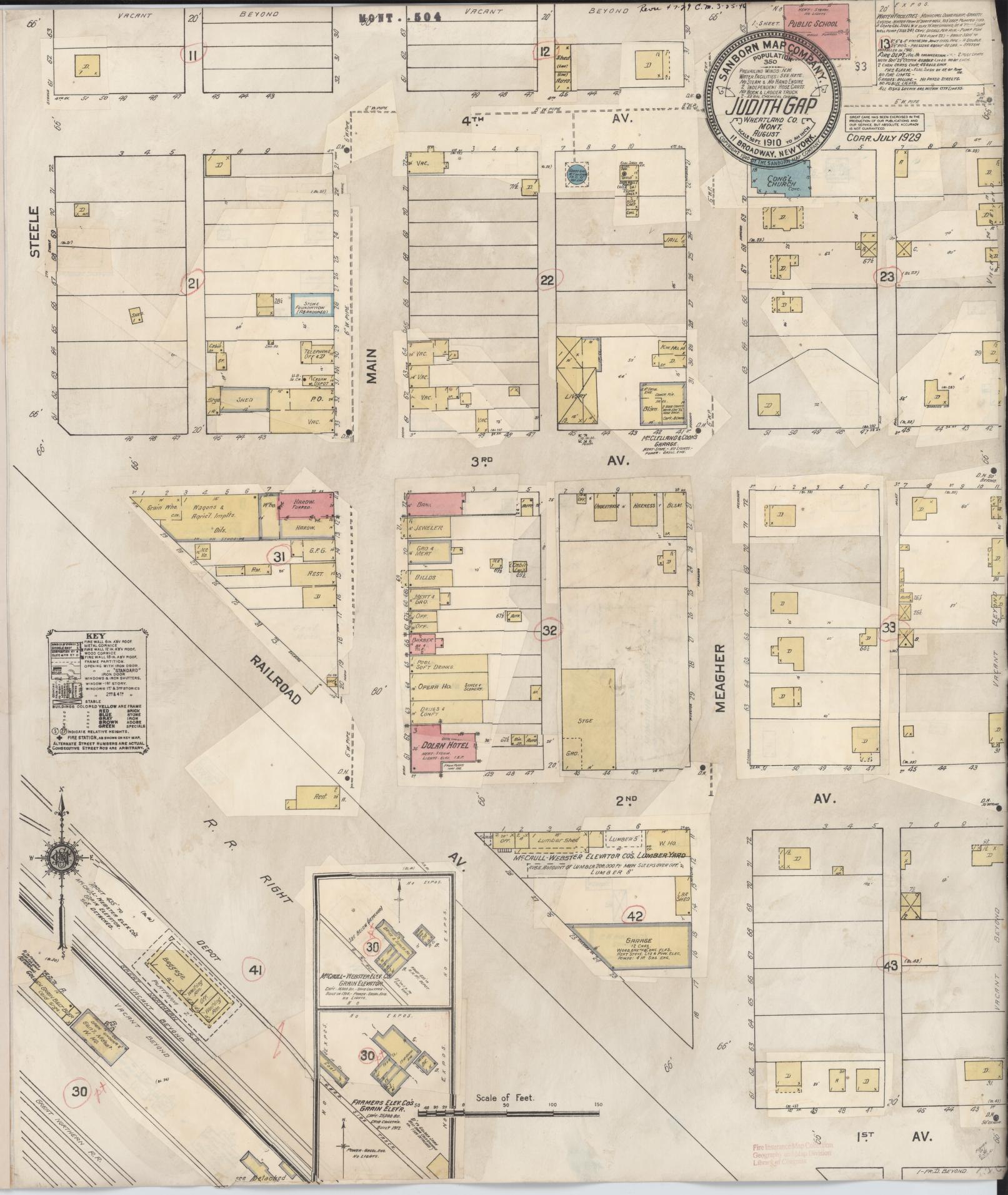 Sanborn Fire Insurance Map from Judith Gap, Wheatland County, Montana. (1929) – Historic Sanborn Fire Insurance Map Print