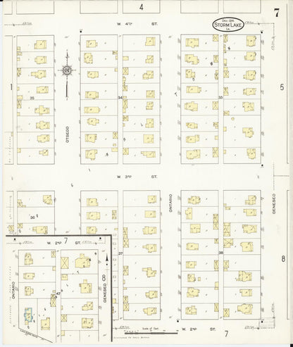 Sanborn Fire Insurance Map from Storm Lake, Buena Vista County, Iowa (1914), Sheet #0007 - Historic Sanborn Fire Insurance Map Print, vintage old map wall art