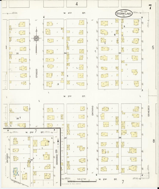 Sanborn Fire Insurance Map from Storm Lake, Buena Vista County, Iowa (1914), Sheet #0007 - Historic Sanborn Fire Insurance Map Print, vintage old map wall art