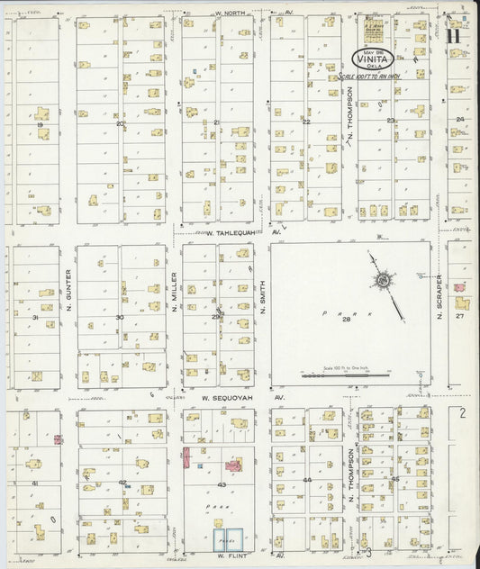 Sanborn Fire Insurance Map from Vinita, Craig County, Oklahoma (1916), Sheet #0011 - Historic Sanborn Fire Insurance Map Print, vintage old map wall art, antique decor, genealogy gift, Oklahoma Oklahoma map