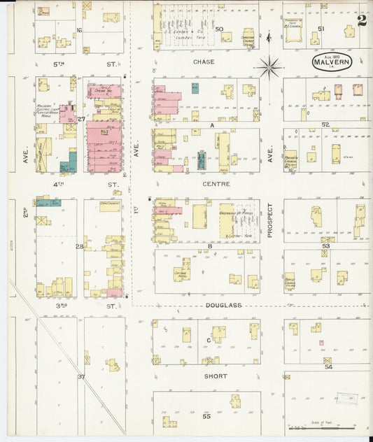 Sanborn Fire Insurance Map from Malvern, Mills County, Iowa (1893), Sheet #0002 - Historic Sanborn Fire Insurance Map Print, vintage old map wall art