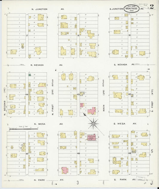 Sanborn Fire Insurance Map from Montrose, Montrose County, Colorado (1908), Sheet #0002 - Historic Sanborn Fire Insurance Map Print, vintage old map wall art, antique decor, genealogy gift, Colorado Colorado map